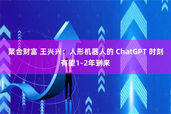 聚合财富 王兴兴：人形机器人的 ChatGPT 时刻有望1-2年到来