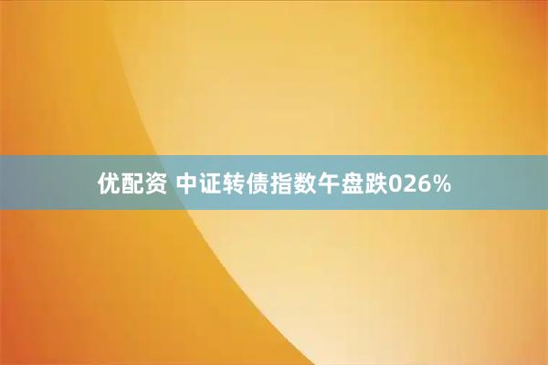 优配资 中证转债指数午盘跌026%